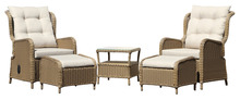 Loungesett 5 deler m/regulering beige - Sunlife